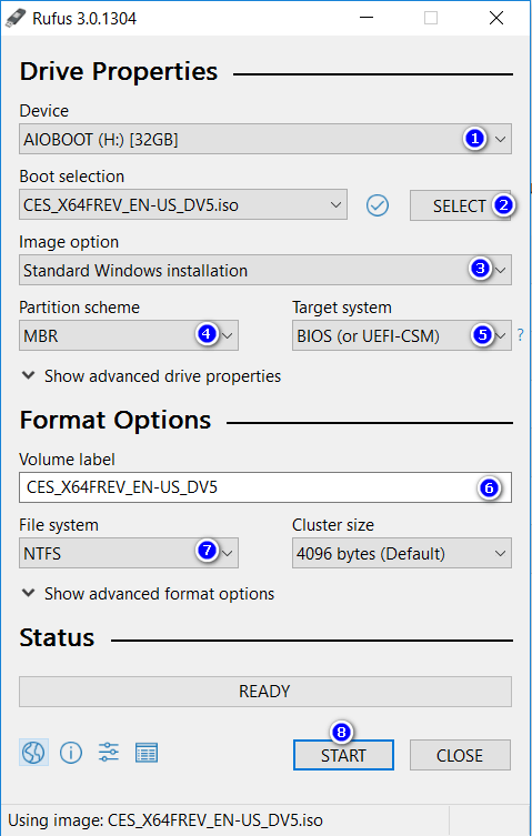 format drive ntfs for windows 10 install